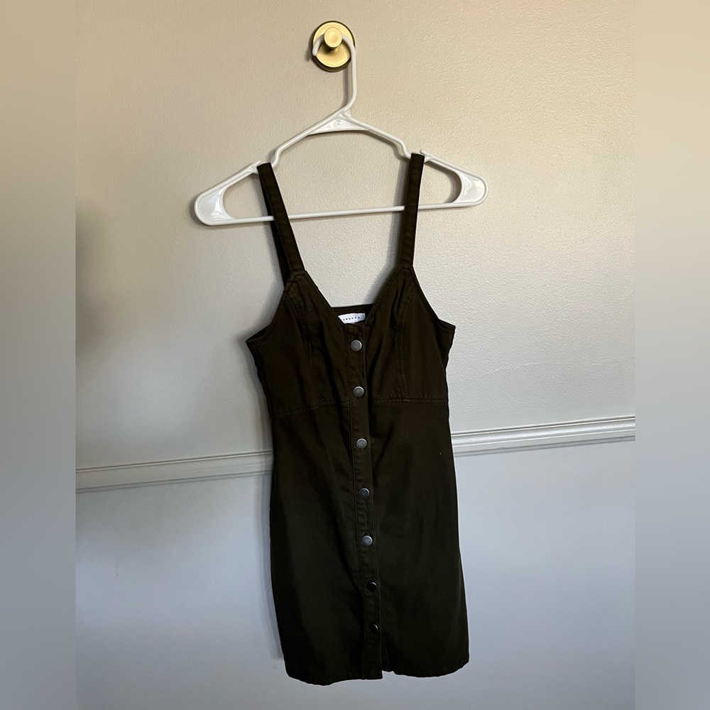 Topshop army green denim dress US size 2